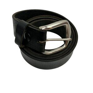 Bills Toggery Genuine Top Grain Leather Belt Mens 42 Black With Silver Buckle